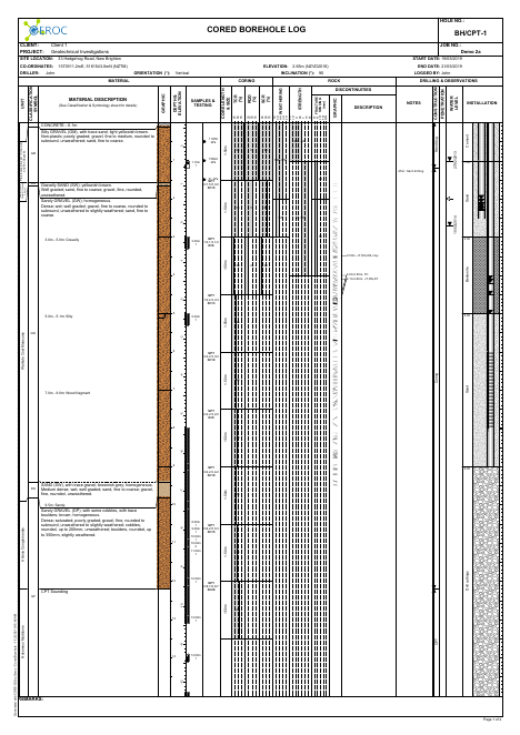 Cored Borehole example report